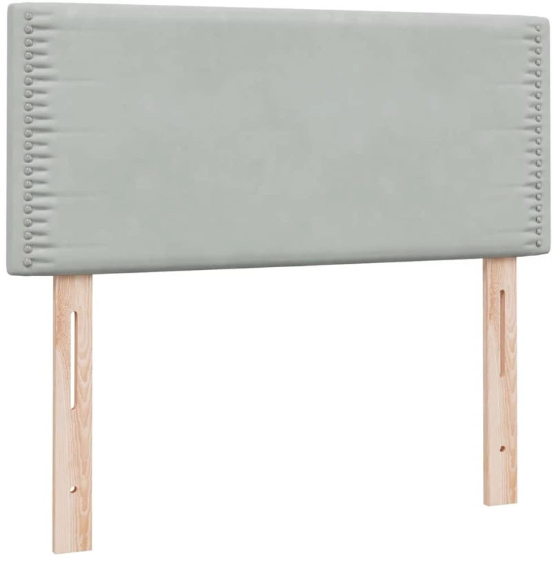 vidaXL Box Spring κρεβάτι με στρώμα ανοιχτό γκρι 90x220 εκ. Βελούδινο