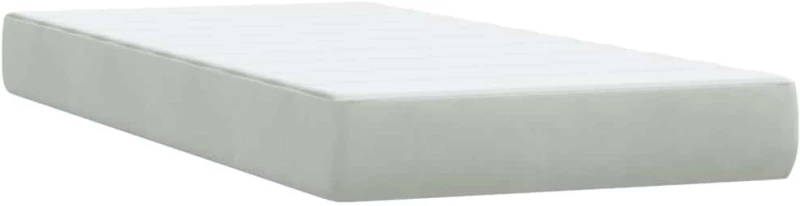vidaXL Box Spring κρεβάτι με στρώμα ανοιχτό γκρι 90x220 εκ. Βελούδινο
