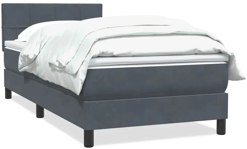 vidaXL Κρεβάτι Boxspring με Στρώμα Σκούρο Γκρι 80x220 εκ. Βελούδινο