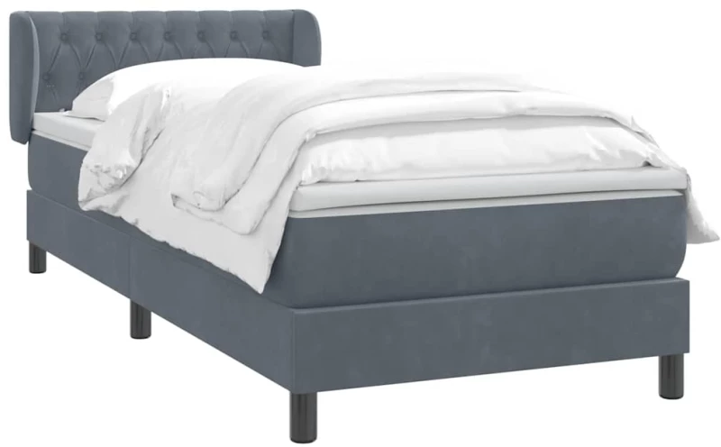 vidaXL Box Spring Κρεβάτι με στρώμα Σκούρο γκρι 80x210 εκ. Βελούδινο