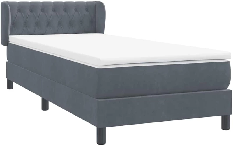 vidaXL Box Spring Κρεβάτι με στρώμα Σκούρο γκρι 80x210 εκ. Βελούδινο