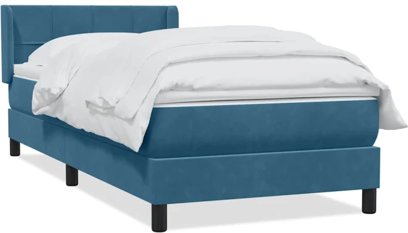 vidaXL Κρεβάτι Boxspring με Στρώμα Σκούρο Μπλε 80x220 εκ. Βελούδινο
