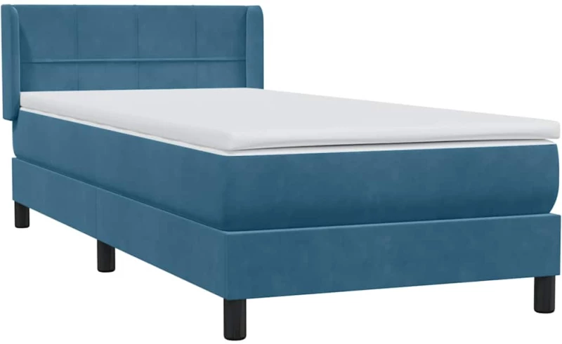 vidaXL Κρεβάτι Boxspring με Στρώμα Σκούρο Μπλε 80x220 εκ. Βελούδινο
