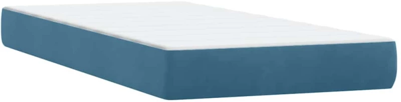 vidaXL Κρεβάτι Boxspring με Στρώμα Σκούρο Μπλε 80x220 εκ. Βελούδινο