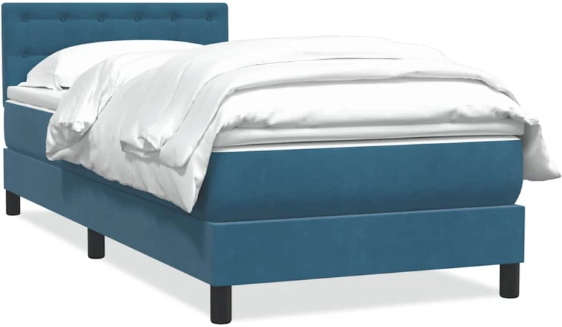 vidaXL Κρεβάτι Boxspring με Στρώμα Σκούρο Μπλε 80x220 εκ. Βελούδινο