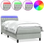vidaXL Κρεβάτι Boxspring με Στρώμα Ανοιχτό Γκρι 80x210 εκ. Βελούδινο