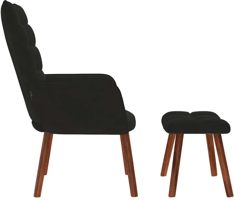 vidaXL Πολυθρόνα Relax Μαύρη Βελούδινη με Σκαμπό