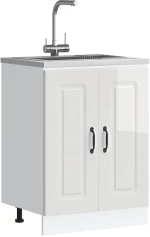 vidaXL Ντουλάπι βάσης νεροχύτη Kalmar Γυαλιστ. Λευκό 60x46x81,5 εκ.