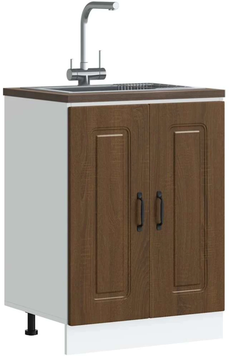vidaXL Ντουλάπι βάσης νεροχύτη Kalmar Καφέ δρυς 60x46x81,5 εκ.