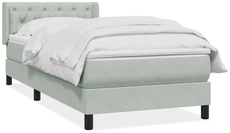 vidaXL Box Spring κρεβάτι με στρώμα ανοιχτό γκρι 80x220 cm Βελούδινο