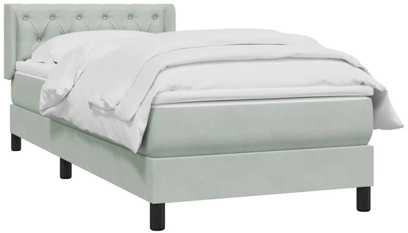 vidaXL Box Spring κρεβάτι με στρώμα ανοιχτό γκρι 80x220 cm Βελούδινο