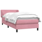 vidaXL Box Spring κρεβάτι με στρώμα ροζ 90x210 εκ. Βελούδινο