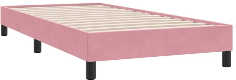 vidaXL Box Spring κρεβάτι με στρώμα ροζ 90x210 εκ. Βελούδινο