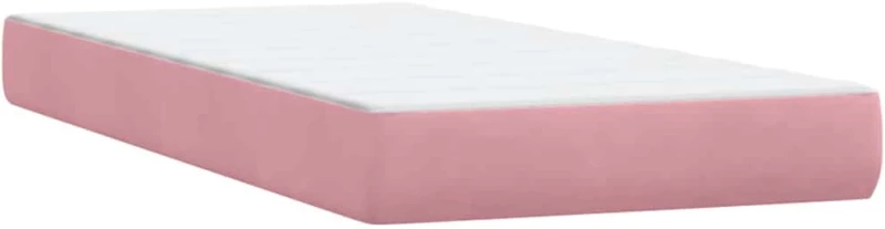 vidaXL Box Spring κρεβάτι με στρώμα ροζ 90x210 εκ. Βελούδινο