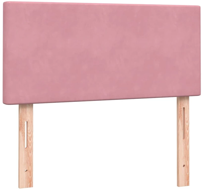 vidaXL Box Spring κρεβάτι με στρώμα ροζ 90x210 εκ. Βελούδινο