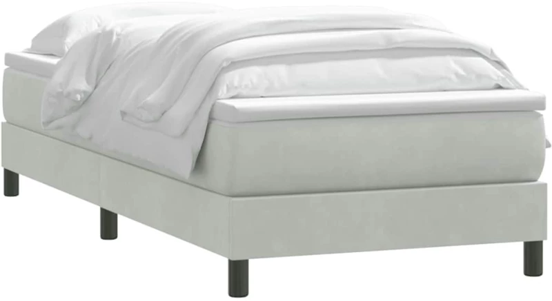 vidaXL Box Spring κρεβάτι με στρώμα ανοιχτό γκρι 90x220 εκ. Βελούδινο