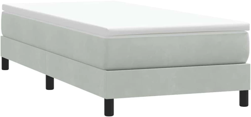 vidaXL Box Spring κρεβάτι με στρώμα ανοιχτό γκρι 90x220 εκ. Βελούδινο