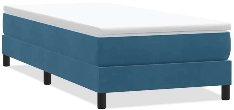 vidaXL Κρεβάτι Boxspring χωρίς Στρώμα Σκούρο Μπλε 90x220 εκ. Βελούδινο