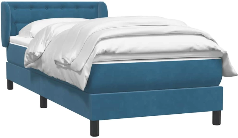 vidaXL Κρεβάτι Boxspring με Στρώμα Σκούρο Μπλε 80x220 εκ. Βελούδινο