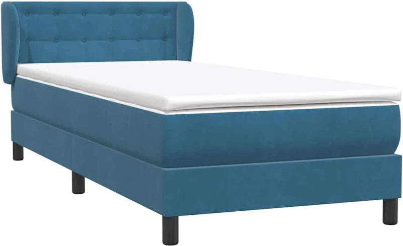 vidaXL Κρεβάτι Boxspring με Στρώμα Σκούρο Μπλε 80x220 εκ. Βελούδινο