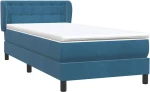 vidaXL Κρεβάτι Boxspring με Στρώμα Σκούρο Μπλε 80x220 εκ. Βελούδινο
