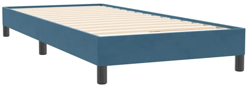 vidaXL Κρεβάτι Boxspring με Στρώμα Σκούρο Μπλε 80x220 εκ. Βελούδινο