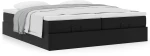 vidaXL Οθωμανικό κρεβάτι με στρώματα Μαύρο 160x200cm Συνθετικό δέρμα