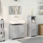 vidaXL Σετ Επίπλων Μπάνιου 3 Τεμαχίων Γκρι Σκυροδέματος από Επεξ. Ξύλο