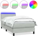 vidaXL Κρεβάτι Boxspring με Στρώμα Ανοιχτό Γκρι 80x210 εκ. Βελούδινο