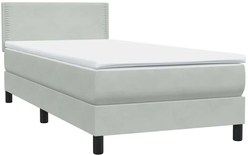 vidaXL Κρεβάτι Boxspring με Στρώμα Ανοιχτό Γκρι 80x210 εκ. Βελούδινο