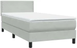 vidaXL Κρεβάτι Boxspring με Στρώμα Ανοιχτό Γκρι 80x210 εκ. Βελούδινο