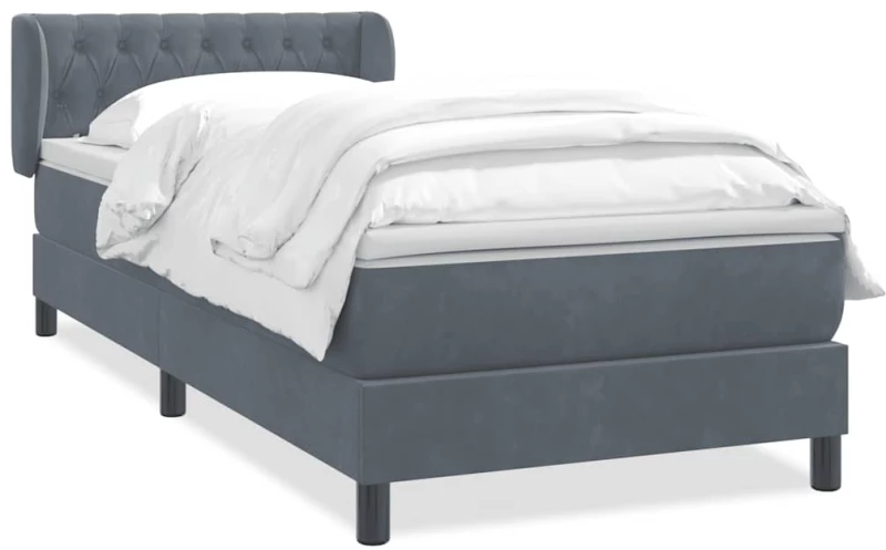 vidaXL Κρεβάτι Boxspring με Στρώμα Σκούρο Γκρι 80x220 εκ. Βελούδινο