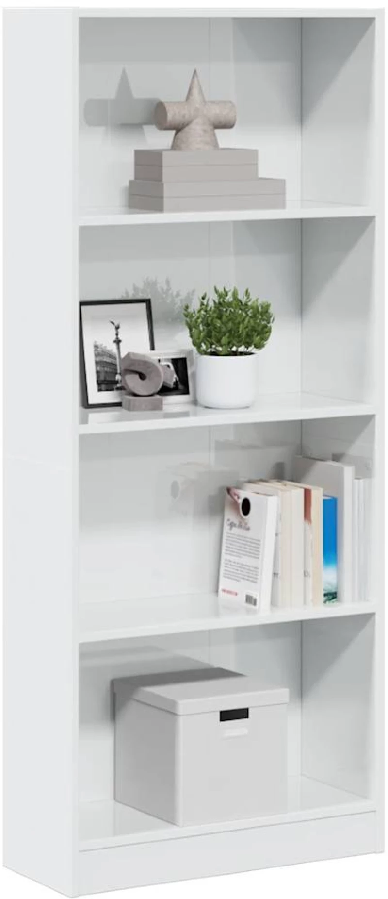 vidaXL Βιβλιοθήκη Γυαλιστερό Λευκό 60x24x143 εκ. Επεξεργασμένο Ξύλο