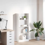 vidaXL Βιβλιοθήκη Γυαλιστερό Λευκό 60x24x143 εκ. Επεξεργασμένο Ξύλο