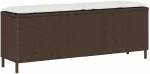 vidaXL Πάγκος κήπου με μαξιλάρι καφέ 110x30x40,5 cm Poly Rattan