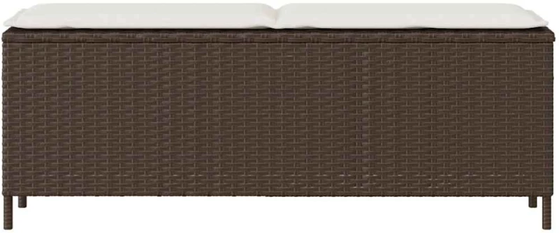 vidaXL Πάγκος κήπου με μαξιλάρι καφέ 110x30x40,5 cm Poly Rattan