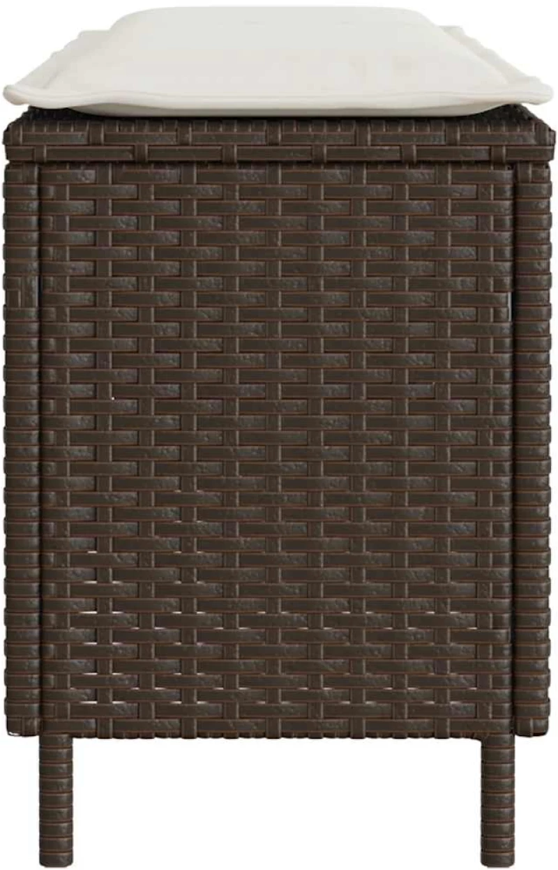 vidaXL Πάγκος κήπου με μαξιλάρι καφέ 110x30x40,5 cm Poly Rattan