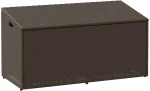 vidaXL Κήπος κουτί αποθήκευσης καφέ 110x50x58 cm Poly Rattan