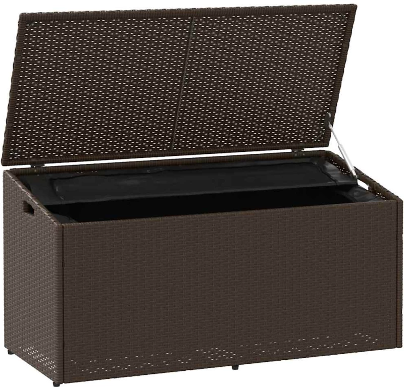 vidaXL Κήπος κουτί αποθήκευσης καφέ 110x50x58 cm Poly Rattan