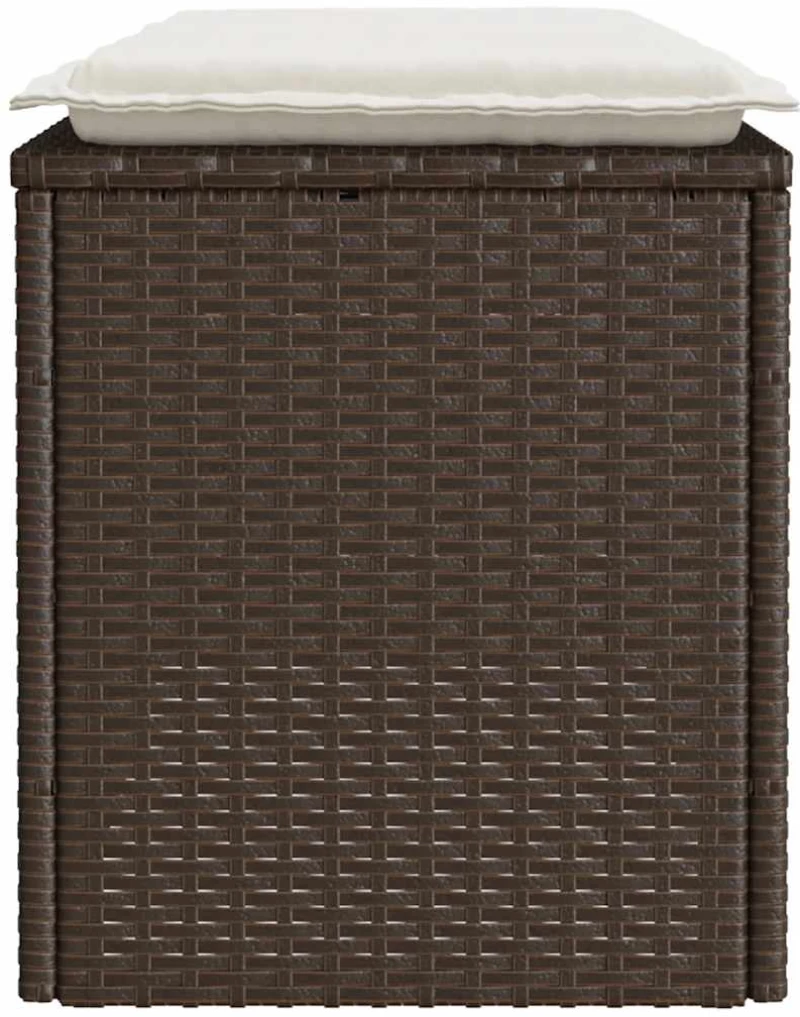 vidaXL Πάγκος κήπου με μαξιλάρι καφέ 110x40x44 cm Poly Rattan