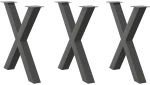 vidaXL Πόδια τραπεζαρίας σε σχήμα Χ 3τεμ. Ανθρακί 80x(72-73)εκ. Ατσάλι