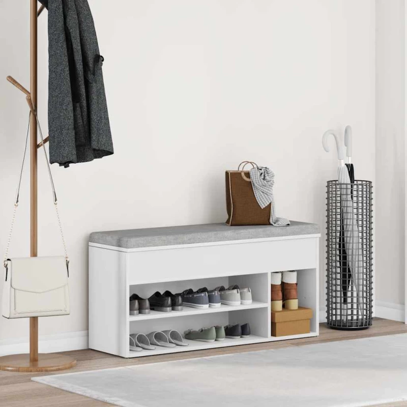 Πάγκος παπουτσιών vidaXL Λευκό 102x30,5x45 cm Κατασκευασμένο ξύλο