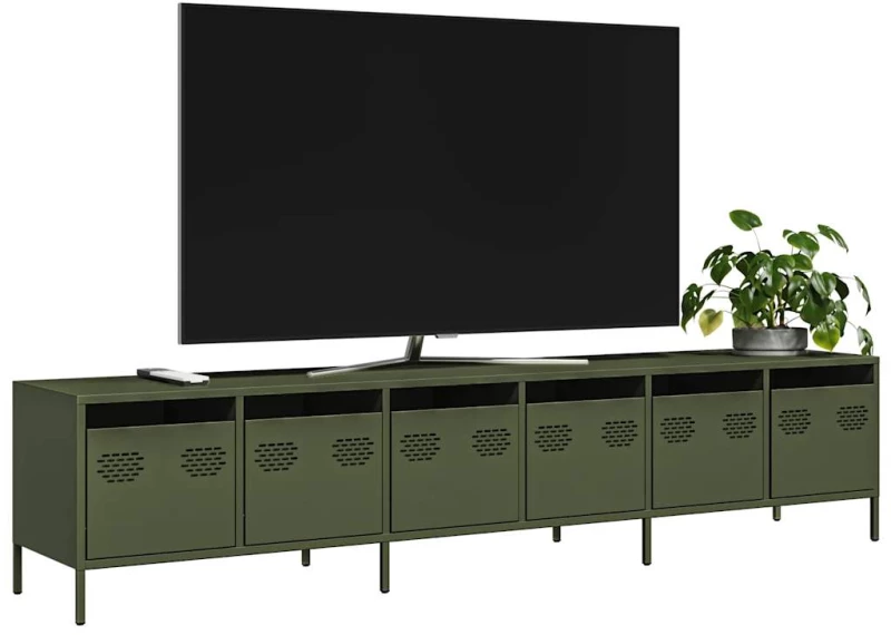 vidaXL Έπιπλο Τηλεόρασης Λαδί 202x39x43,5 εκ. Ατσάλι Ψυχρής Έλασης