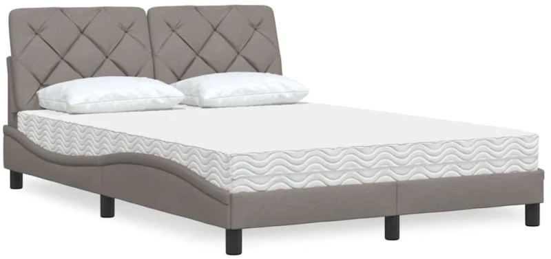 vidaXL Κρεβάτι με Στρώμα Taupe 120x200 εκ. Υφασμάτινο