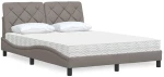 vidaXL Κρεβάτι με Στρώμα Taupe 120x200 εκ. Υφασμάτινο