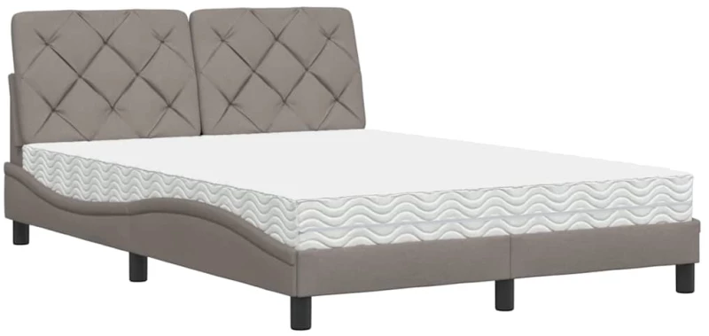 vidaXL Κρεβάτι με Στρώμα Taupe 120x200 εκ. Υφασμάτινο