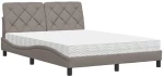 vidaXL Κρεβάτι με Στρώμα Taupe 120x200 εκ. Υφασμάτινο