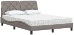 vidaXL Κρεβάτι με Στρώμα Taupe 120x200 εκ. Υφασμάτινο