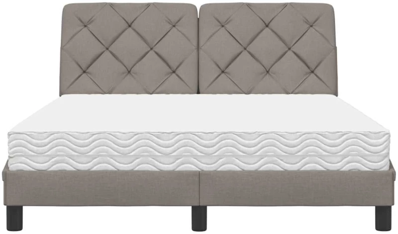vidaXL Κρεβάτι με Στρώμα Taupe 120x200 εκ. Υφασμάτινο