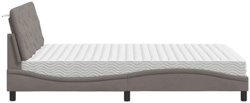 vidaXL Κρεβάτι με Στρώμα Taupe 120x200 εκ. Υφασμάτινο